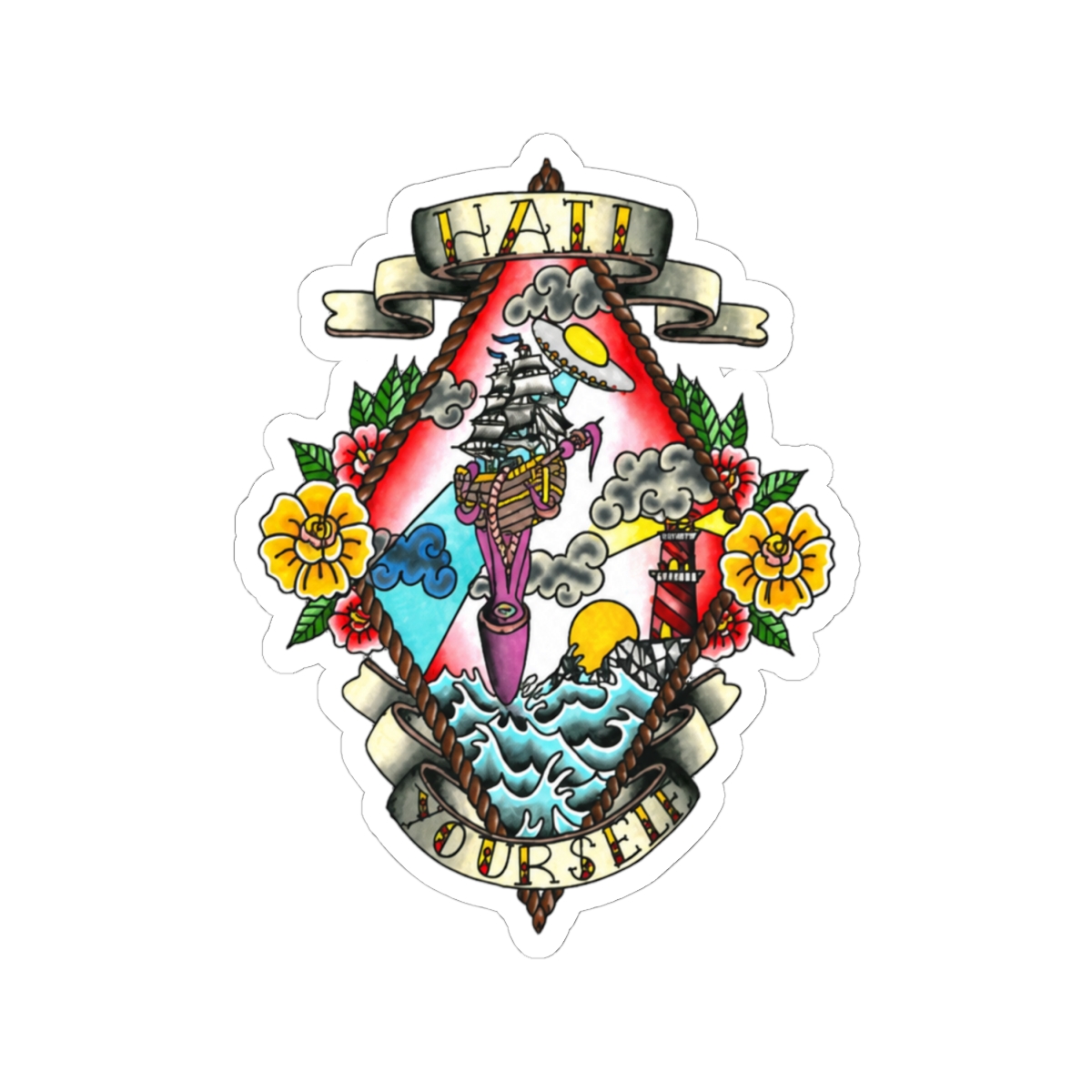 hail yourself, remake artwork Sticker - alternate angle 1, merchandise