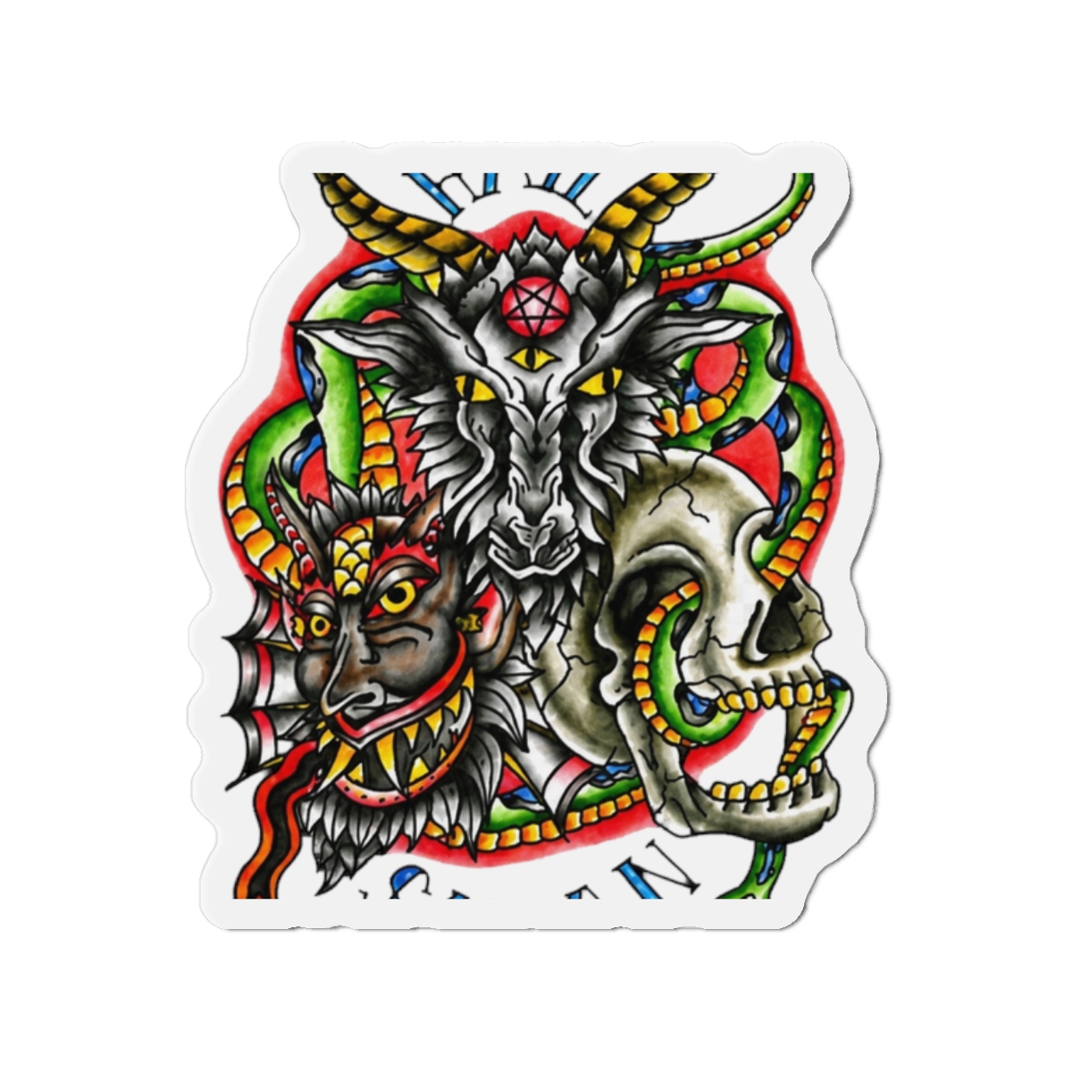 hail satan tattoo art Magnet | Last Podcast on the Left - Official Podcast merchandise