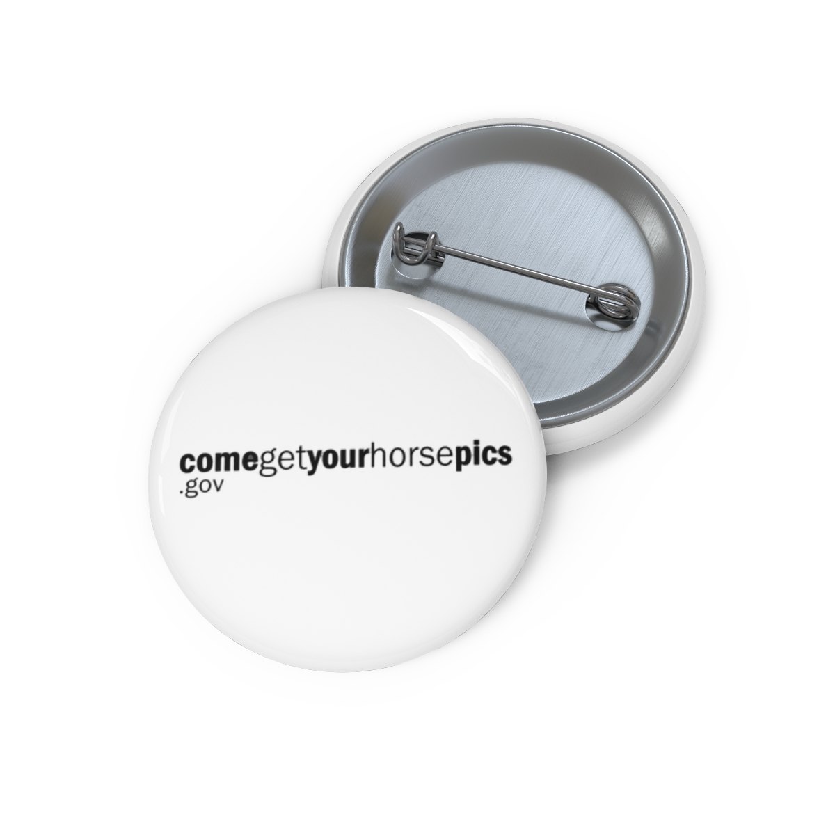 Come Get Your Horse Pics (Black on White) Pin - Official Podcast merchandise